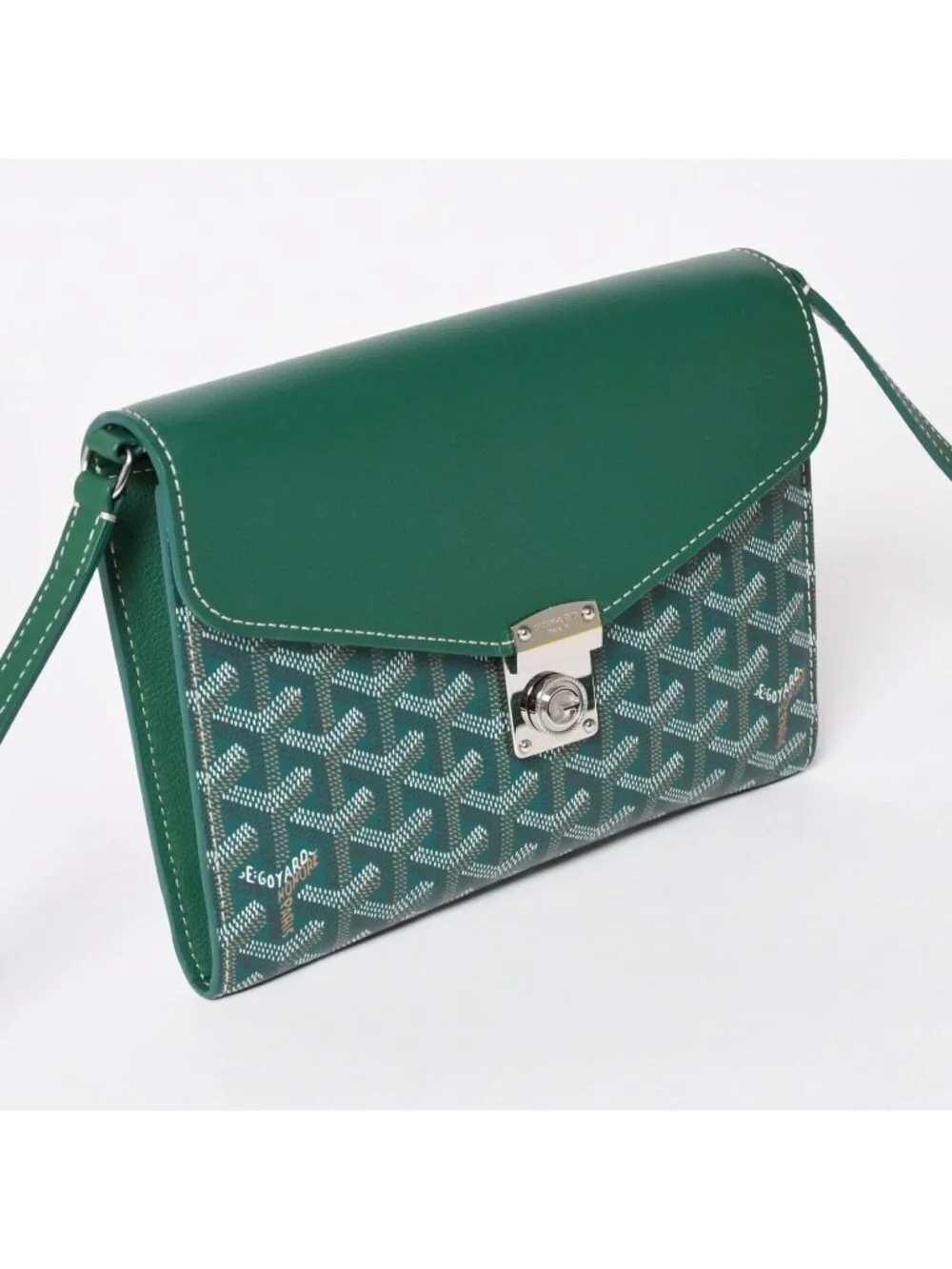 Goyard Chypre Sheepskin Pouch Wallet Shoulder Bag Green